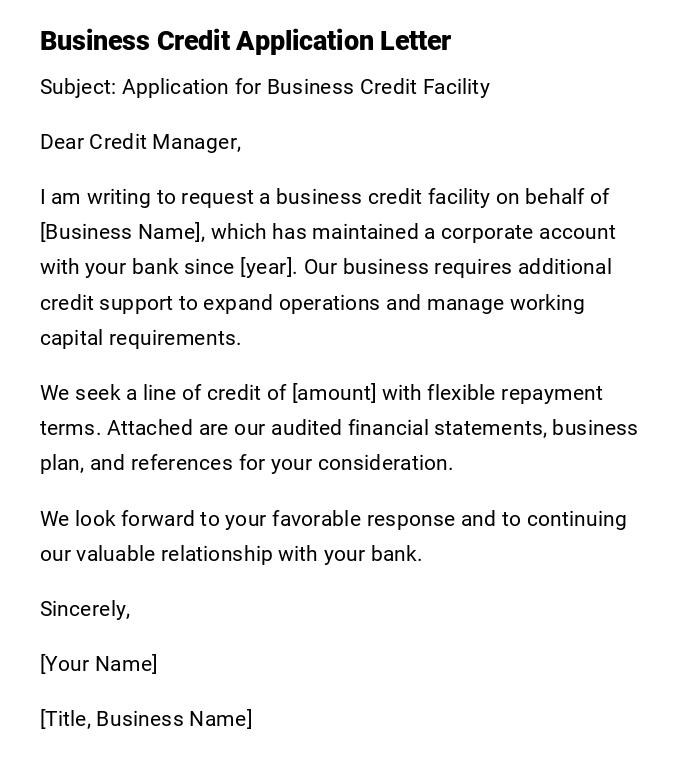 Business Credit Application Letter