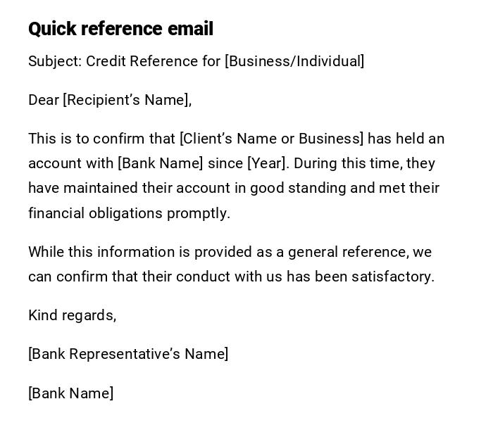 Quick reference email