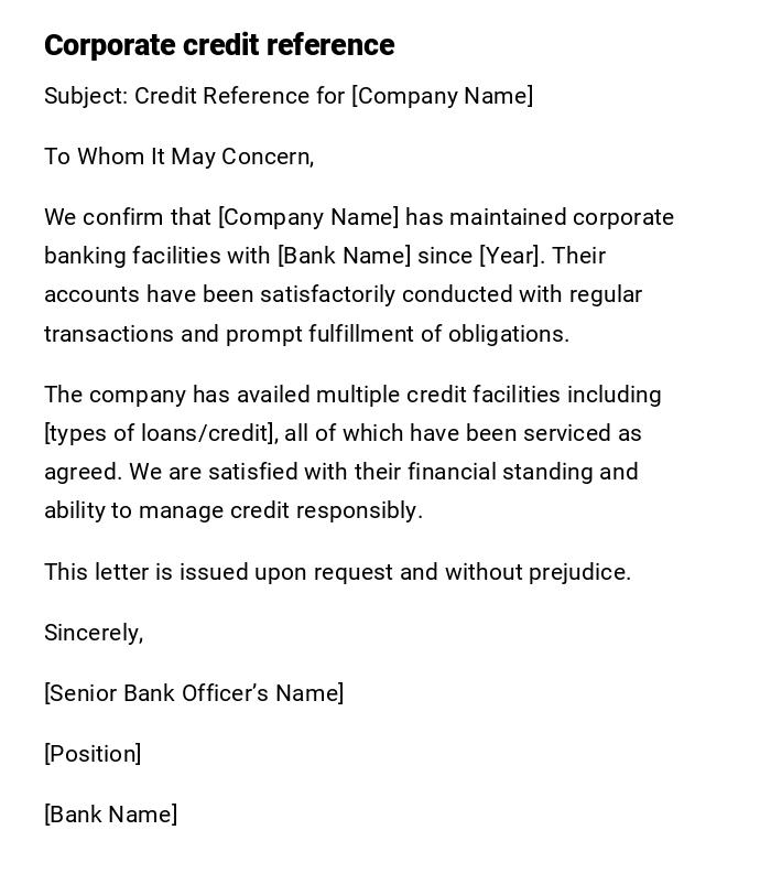 Corporate credit reference
