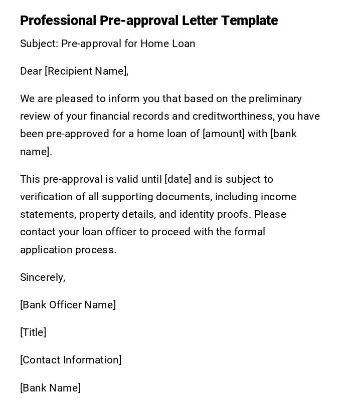 Professional Pre-approval Letter Template Professional Pre-approval Letter Template