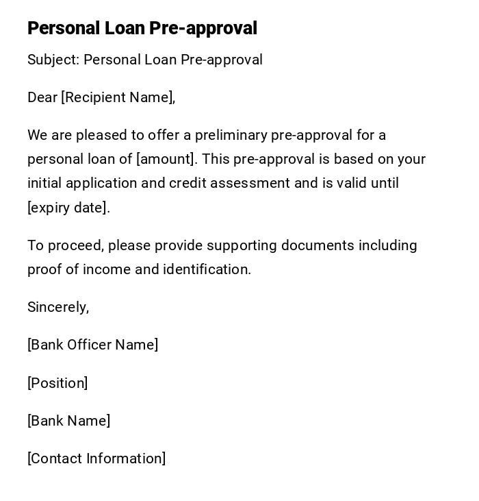 Personal Loan Pre-approval Personal Loan Pre-approval