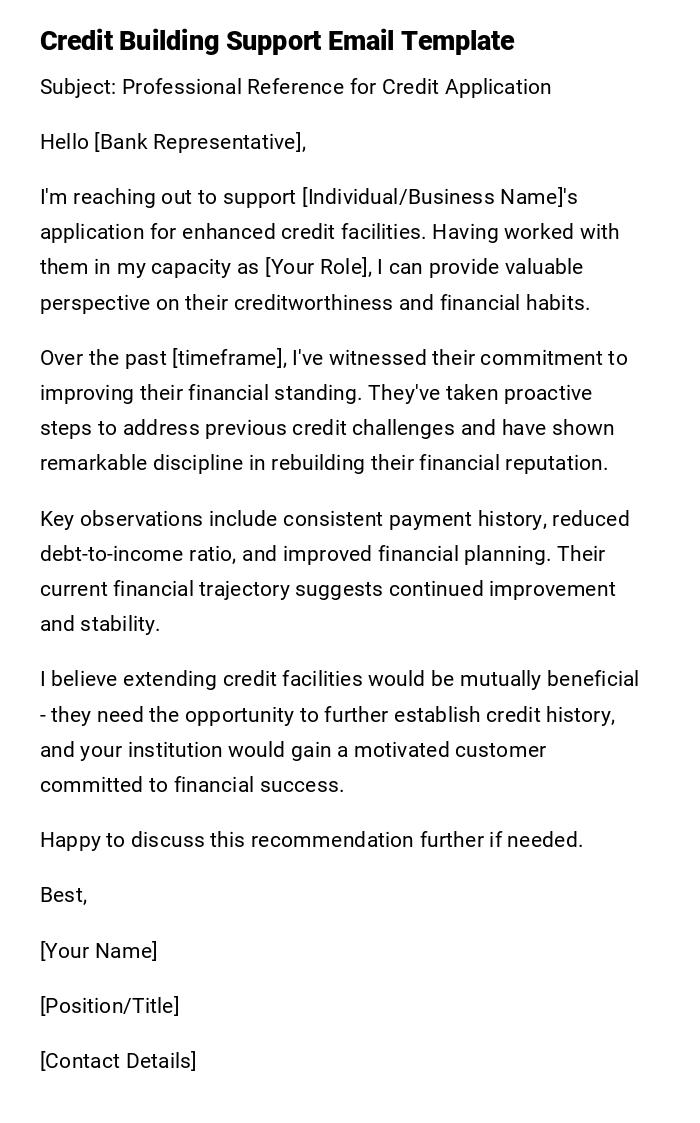 Credit Building Support Email Template