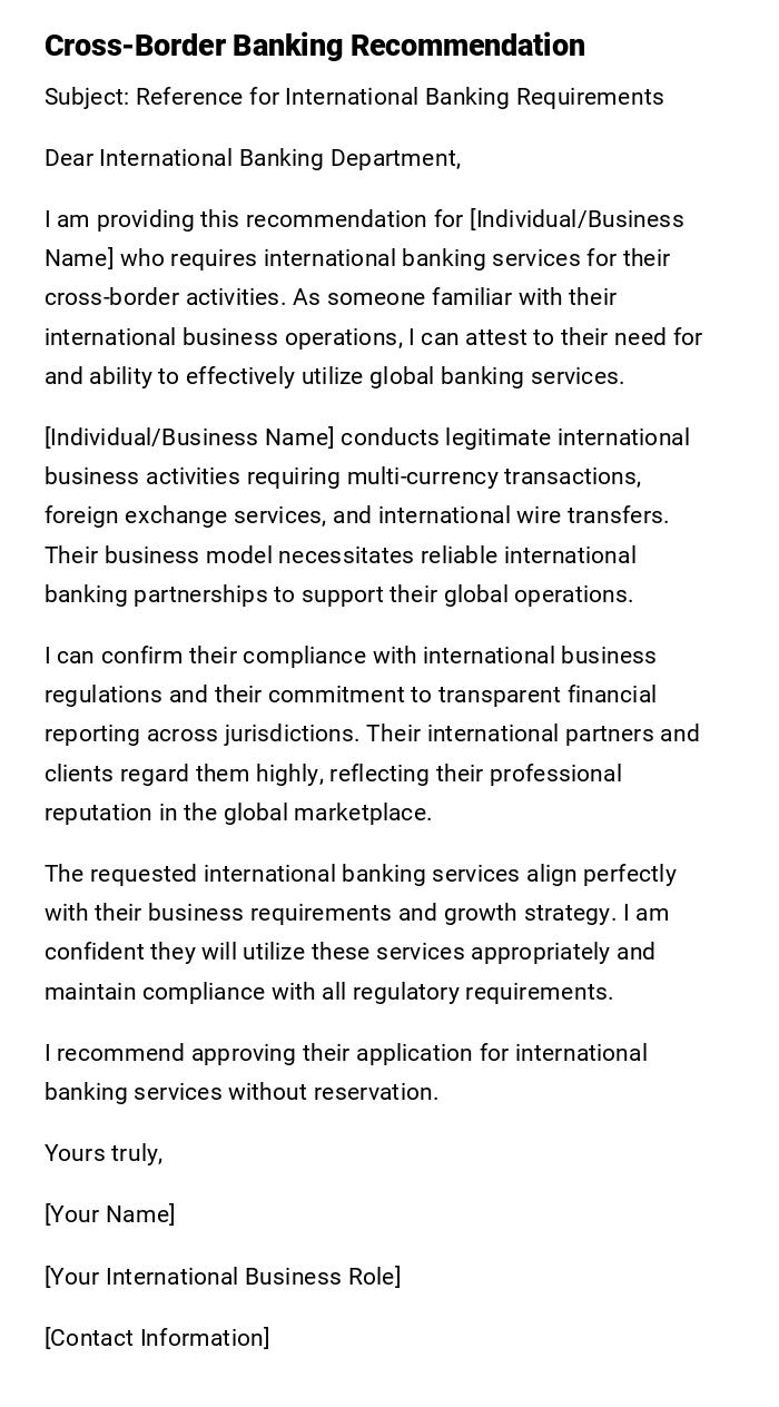 Cross-Border Banking Recommendation