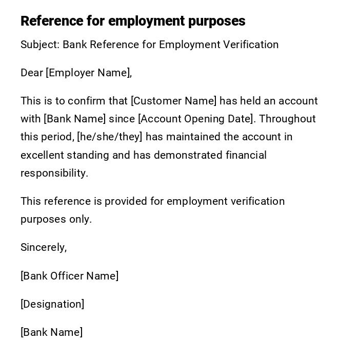 Reference for employment purposes
