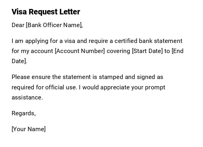 Visa Request Letter Visa Request Letter