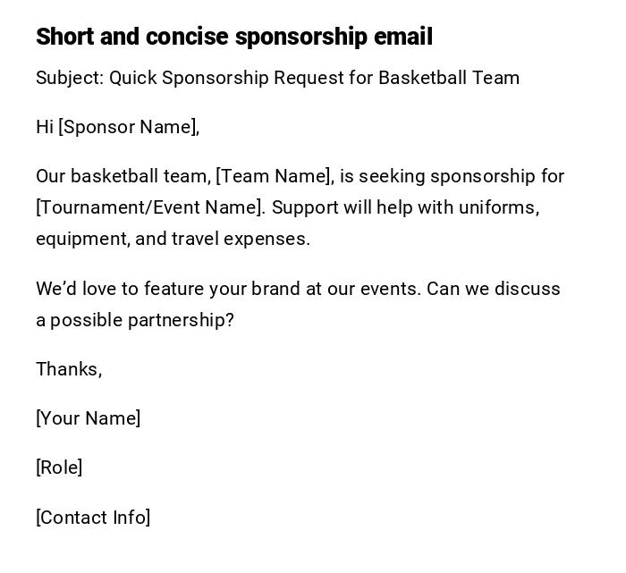 Short and concise sponsorship email Short and concise sponsorship email