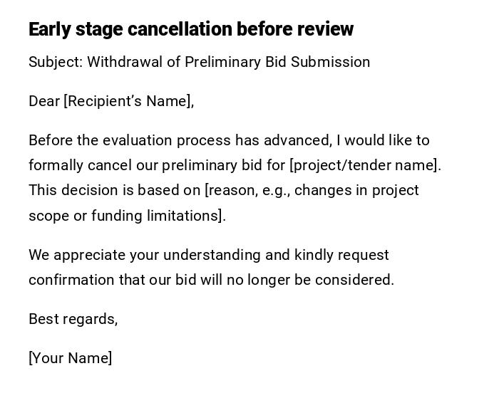 Early stage cancellation before review