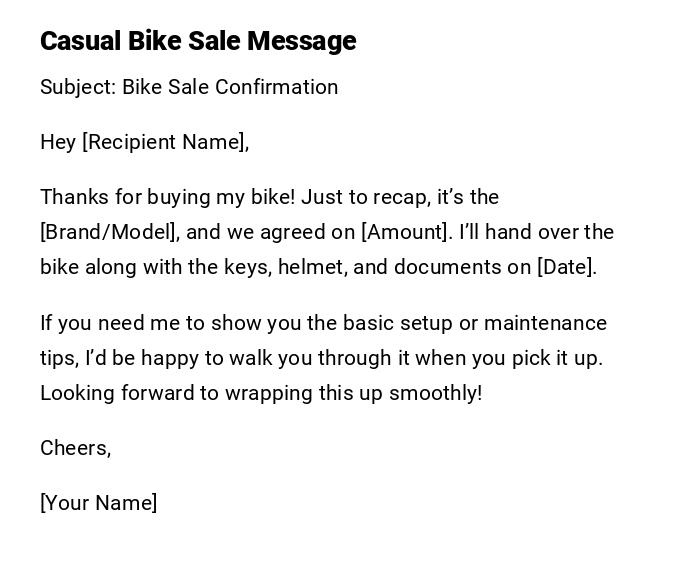 Casual Bike Sale Message Casual Bike Sale Message