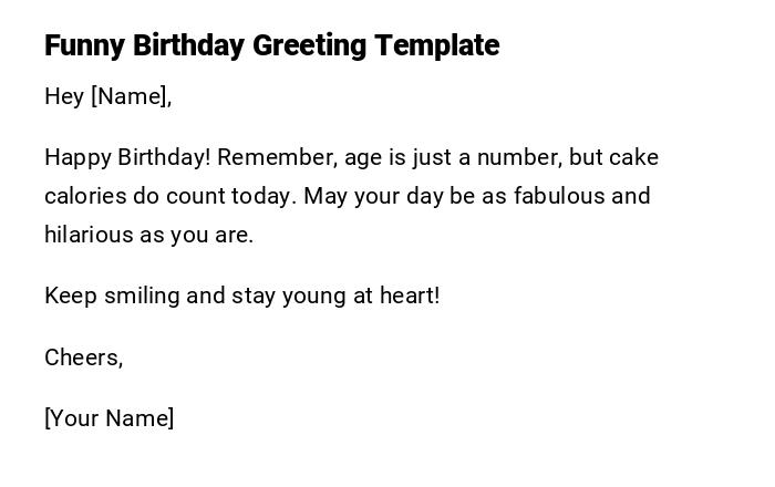Funny Birthday Greeting Template