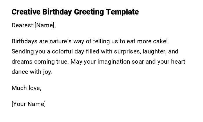 Creative Birthday Greeting Template