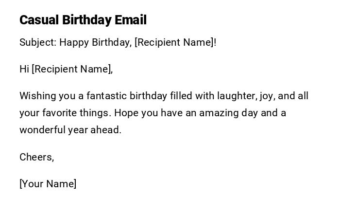 Casual Birthday Email