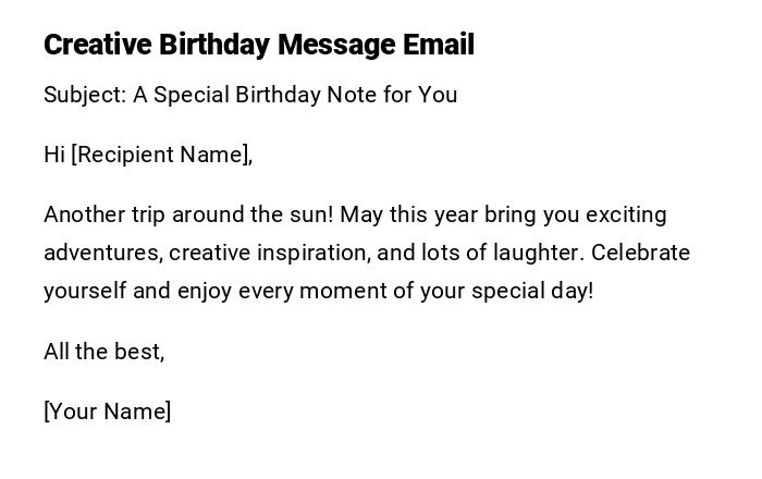 Creative Birthday Message Email