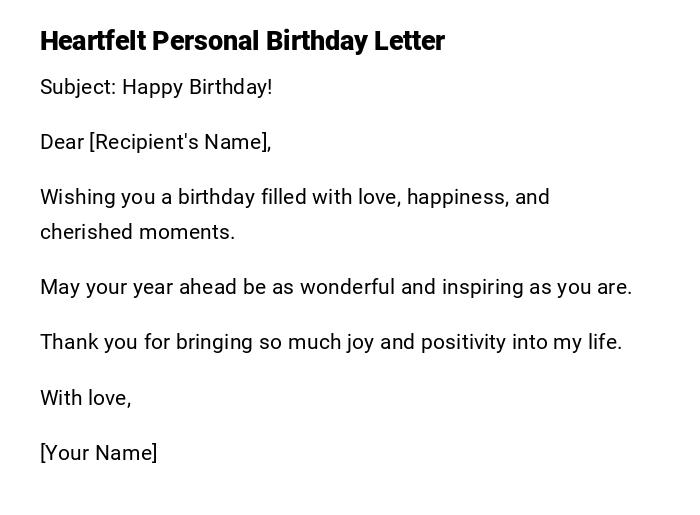 Heartfelt Personal Birthday Letter Heartfelt Personal Birthday Letter