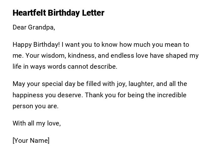 Heartfelt Birthday Letter Heartfelt Birthday Letter
