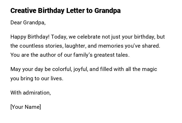 Creative Birthday Letter to Grandpa Creative Birthday Letter to Grandpa