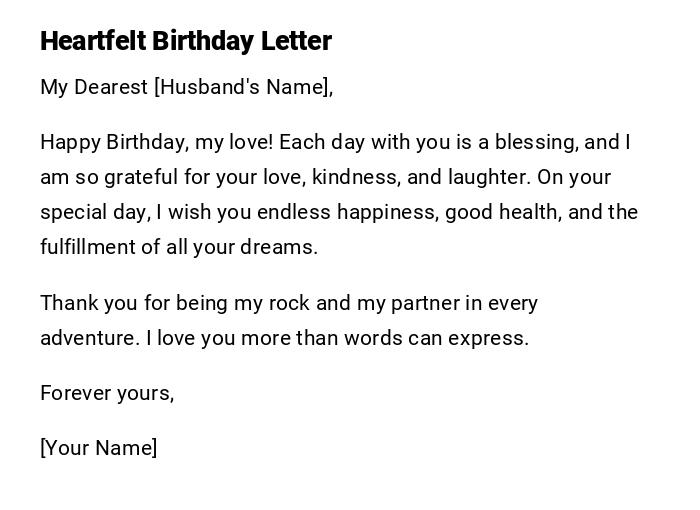 Heartfelt Birthday Letter