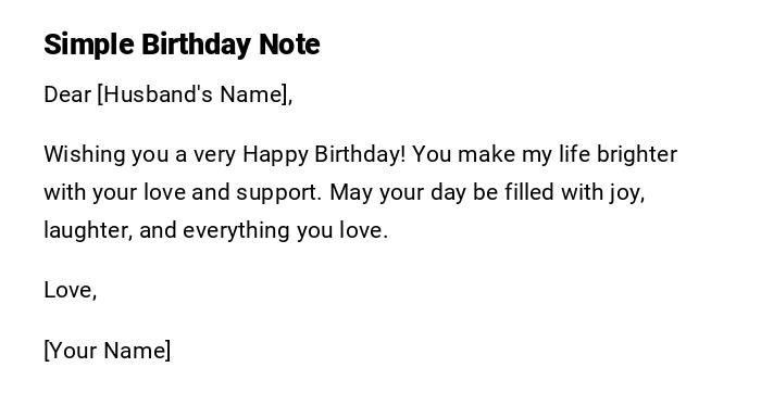 Simple Birthday Note