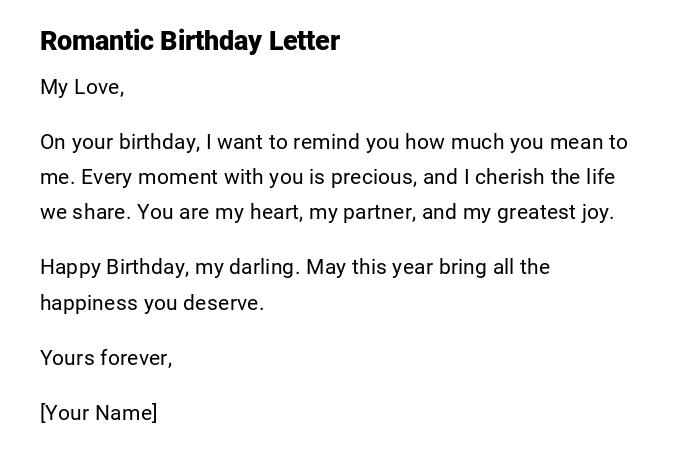 Romantic Birthday Letter