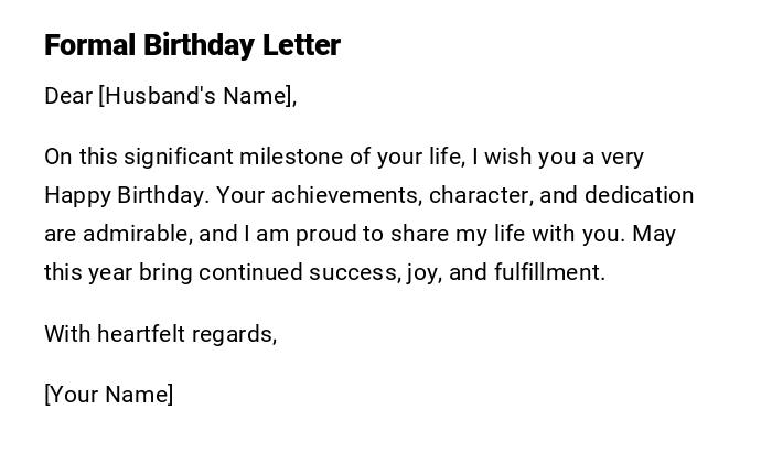 Formal Birthday Letter