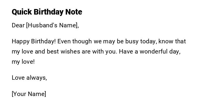 Quick Birthday Note