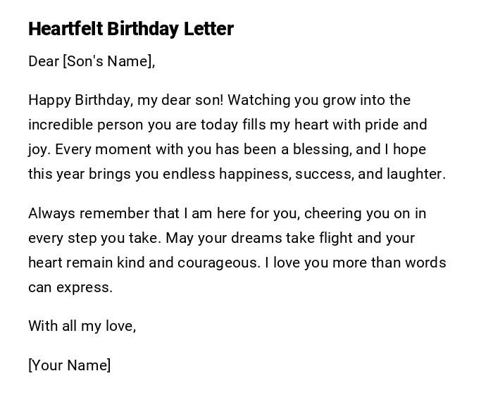Heartfelt Birthday Letter Heartfelt Birthday Letter