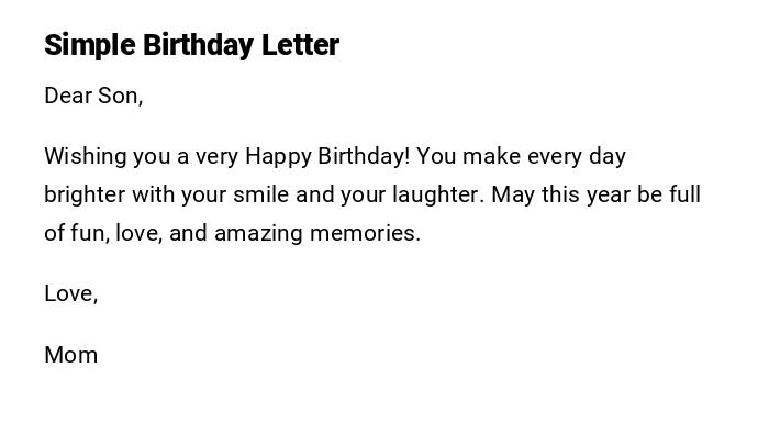 Simple Birthday Letter Simple Birthday Letter