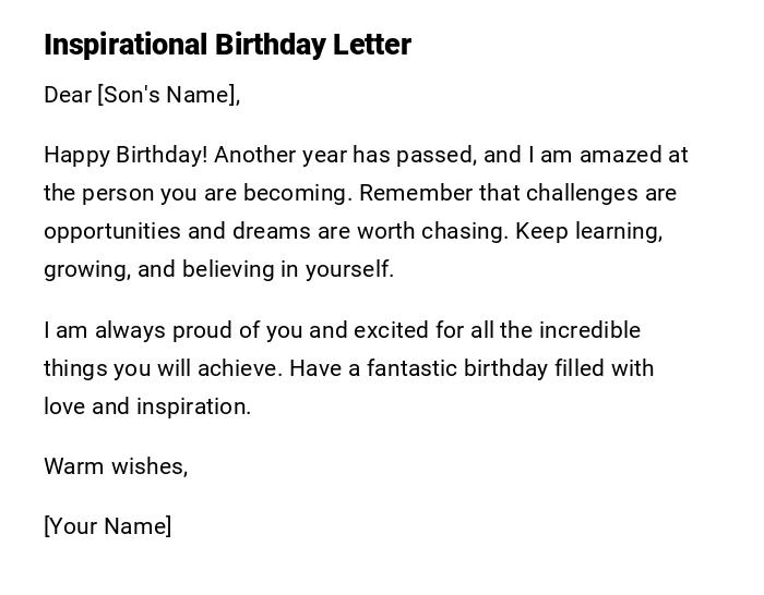 Inspirational Birthday Letter Inspirational Birthday Letter