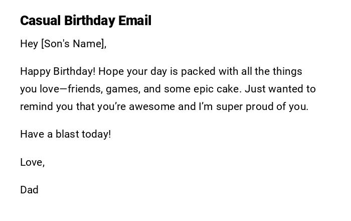 Casual Birthday Email Casual Birthday Email
