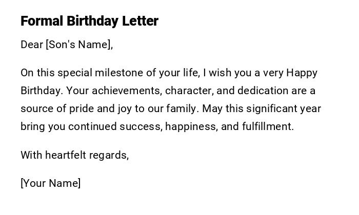 Formal Birthday Letter Formal Birthday Letter
