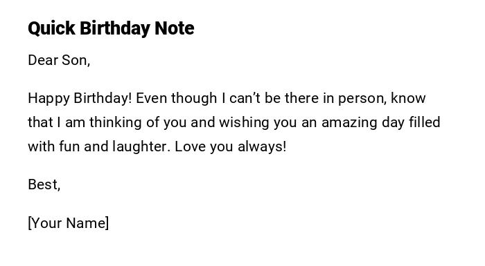 Quick Birthday Note Quick Birthday Note