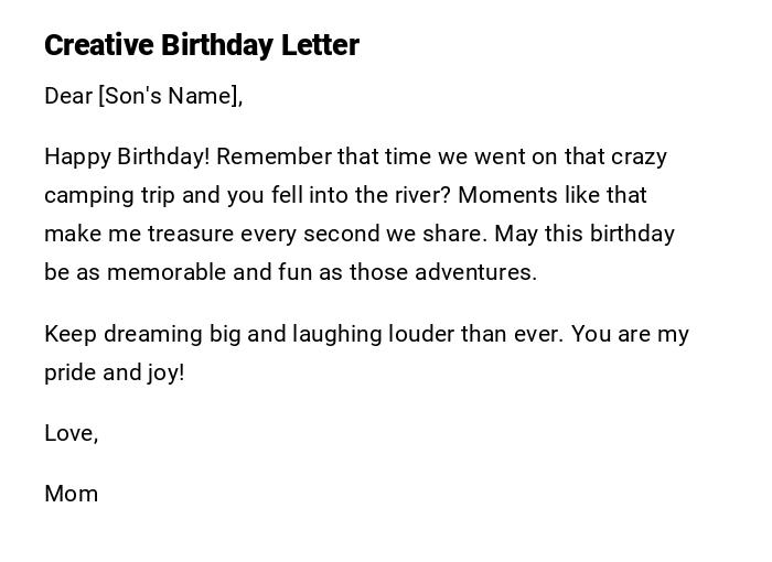 Creative Birthday Letter Creative Birthday Letter