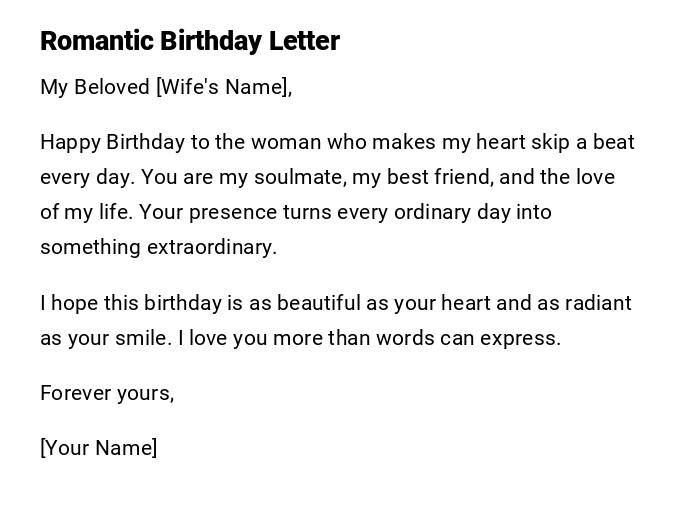 Romantic Birthday Letter Romantic Birthday Letter