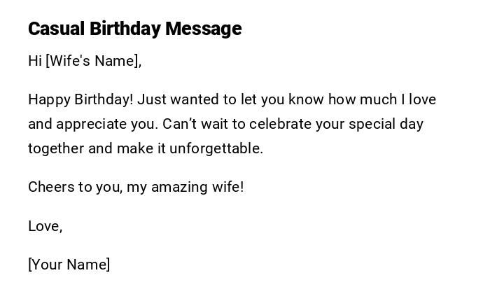 Casual Birthday Message Casual Birthday Message