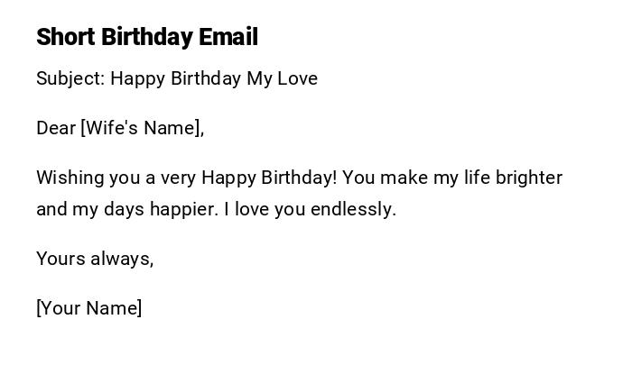 Short Birthday Email Short Birthday Email