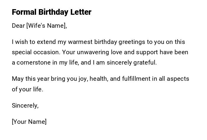 Formal Birthday Letter Formal Birthday Letter