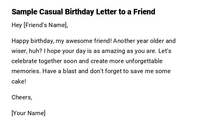 Sample Casual Birthday Letter to a Friend