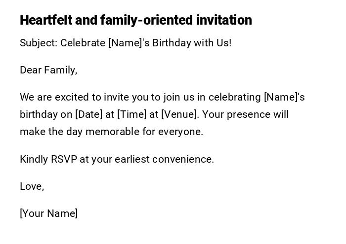 Heartfelt and family-oriented invitation