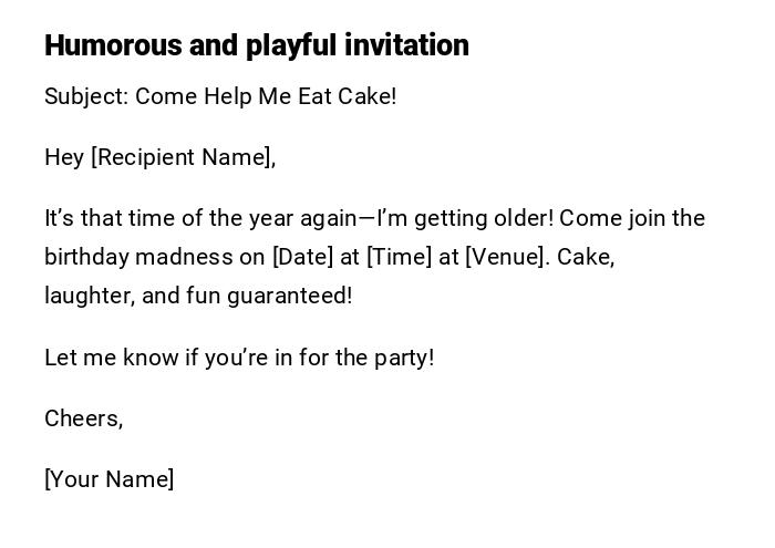 Humorous and playful invitation