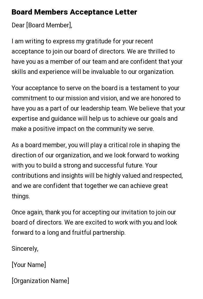 Board Members Acceptance Letter