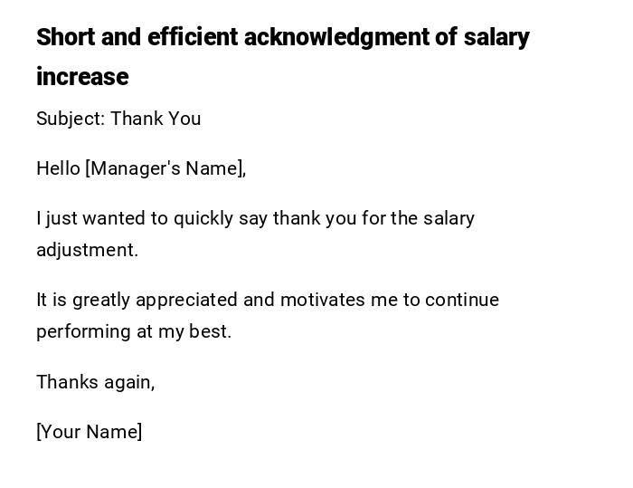 Short and efficient acknowledgment of salary increase Short and efficient acknowledgment of salary increase