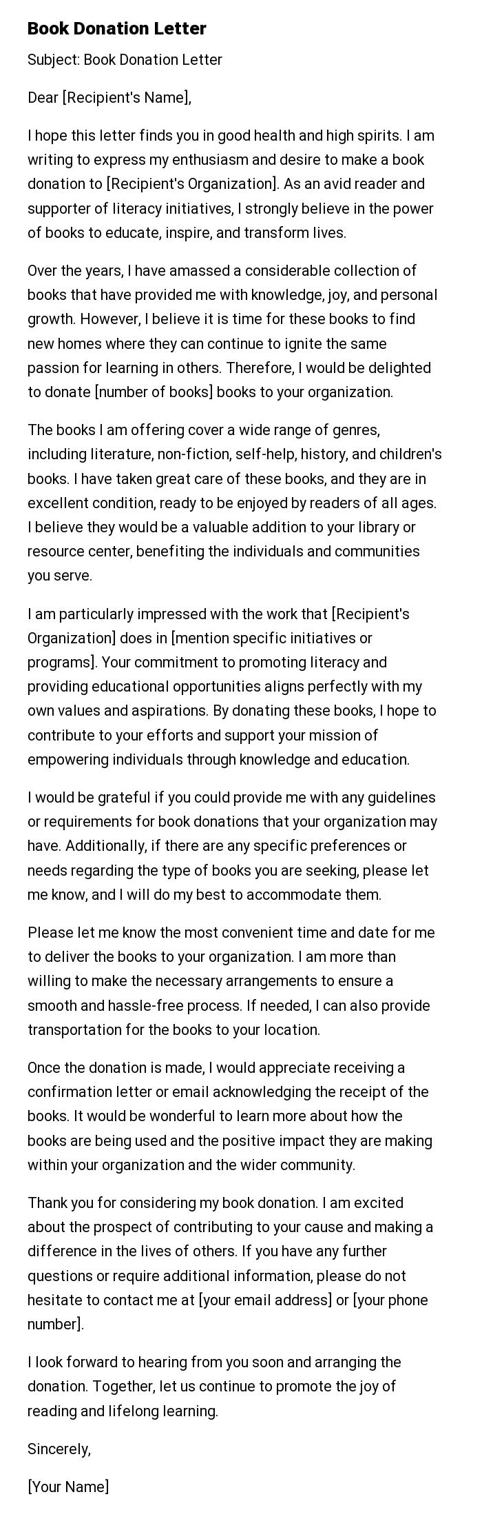 Book Donation Letter