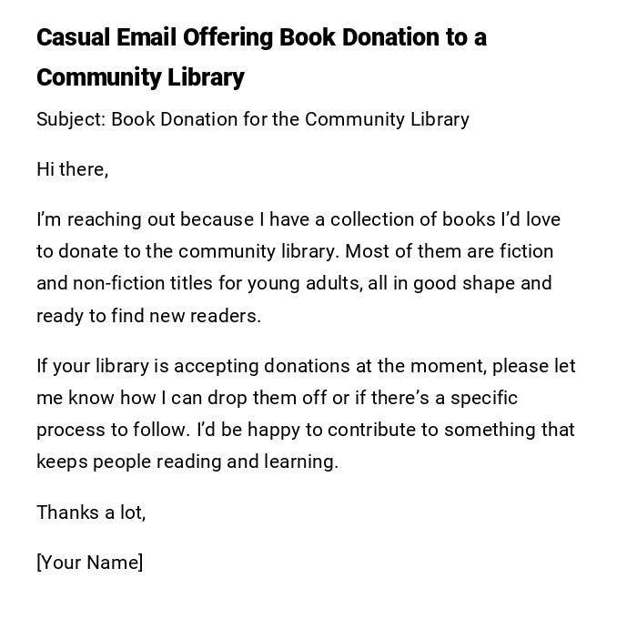 Casual Email Offering Book Donation to a Community Library