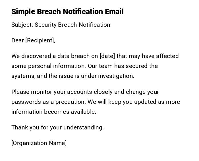 Simple Breach Notification Email Simple Breach Notification Email