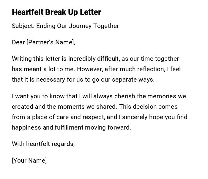 Heartfelt Break Up Letter Heartfelt Break Up Letter