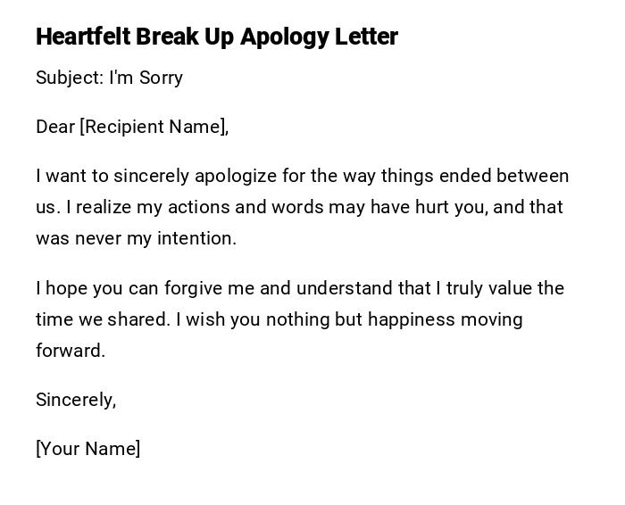 Heartfelt Break Up Apology Letter Heartfelt Break Up Apology Letter