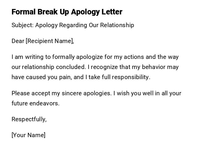 Formal Break Up Apology Letter Formal Break Up Apology Letter