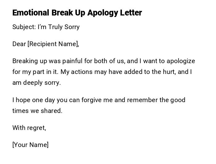 Emotional Break Up Apology Letter Emotional Break Up Apology Letter