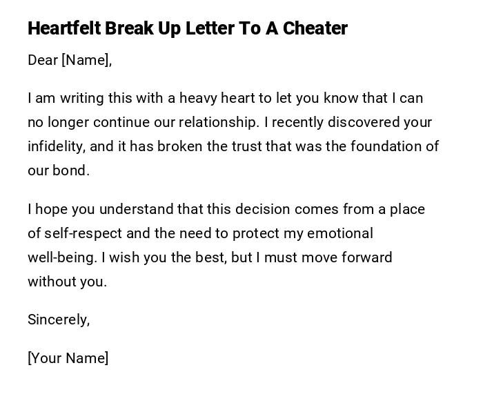 Heartfelt Break Up Letter To A Cheater Heartfelt Break Up Letter To A Cheater