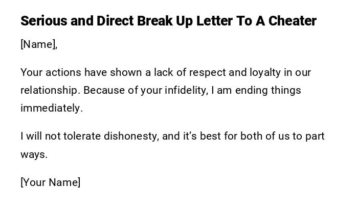 Serious and Direct Break Up Letter To A Cheater Serious and Direct Break Up Letter To A Cheater