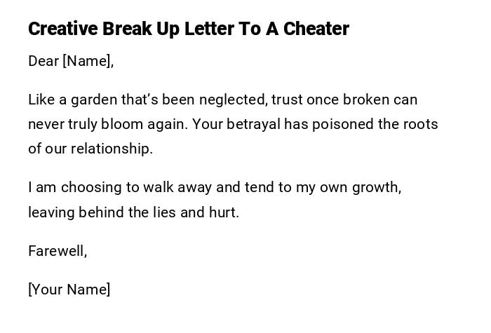 Creative Break Up Letter To A Cheater Creative Break Up Letter To A Cheater
